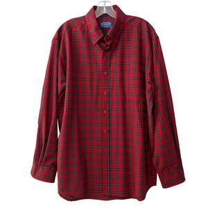 Pendleton men’s red and green plaid button down shirt